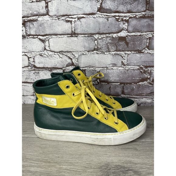 RENZO DERBY Elijah John Yarra (PH) Aevolo Green Leather Yellow Lace Sneakers 40 - Picture 9 of 16